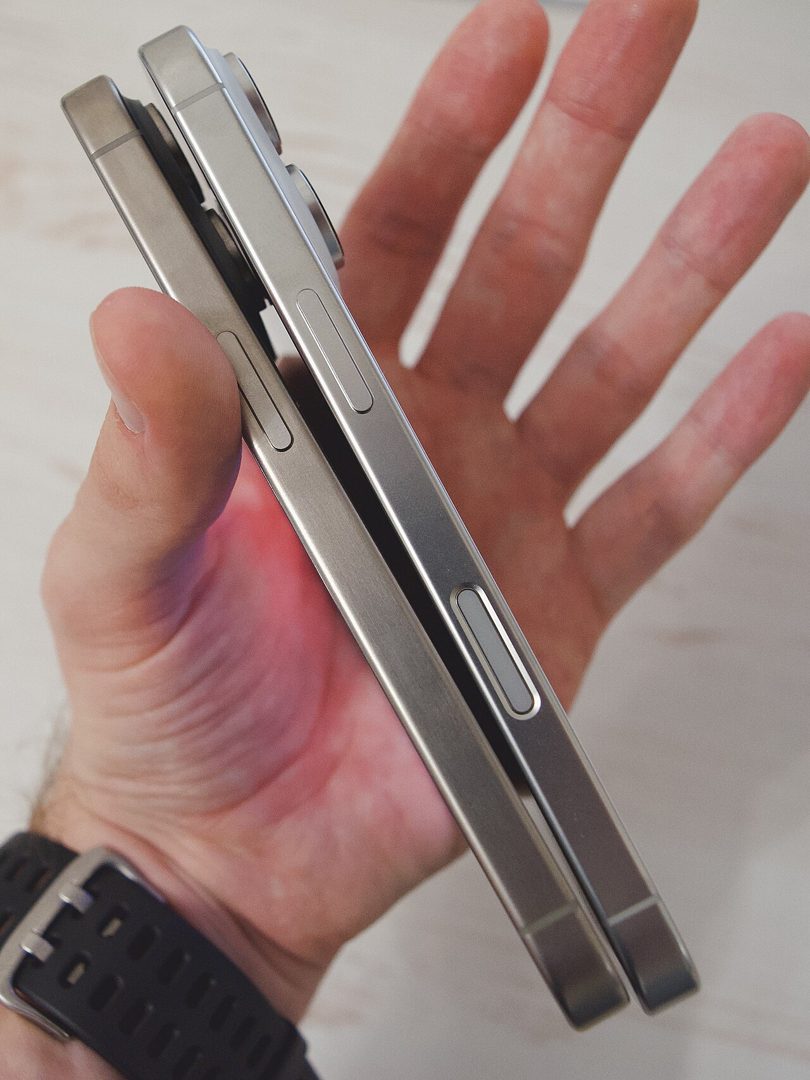 The titanium edge of the iPhone 16 Pro